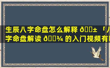 生辰八字命盘怎么解释 🐱 「八字命盘解读 🌾 的入门视频有哪些」